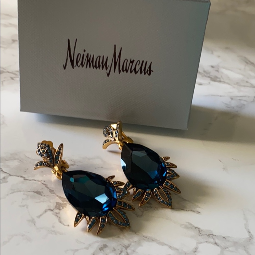 Oscar de la Renta Cobalt blue earrings